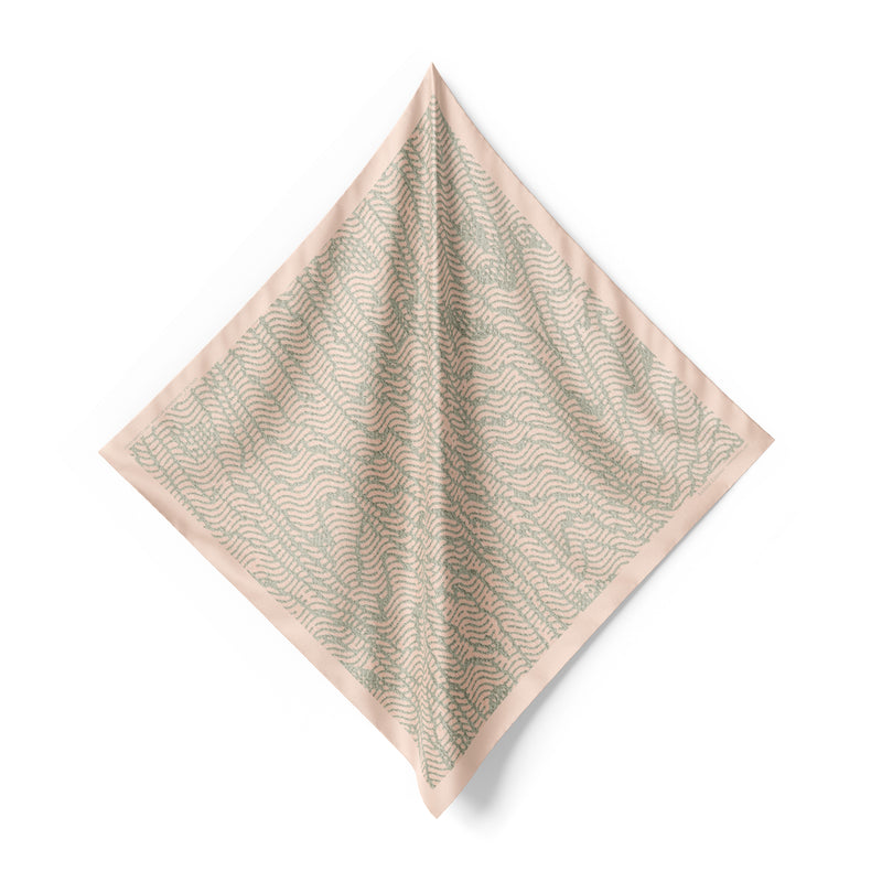 Confidential Bandana Silk Scarf in Faded Mint/Dusty Pink