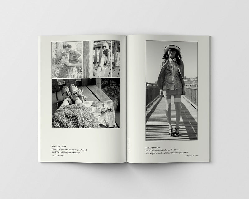 Tavi Gevinson dressed as her favorite Haruki Murakami book cover in Afterzine Issue 1