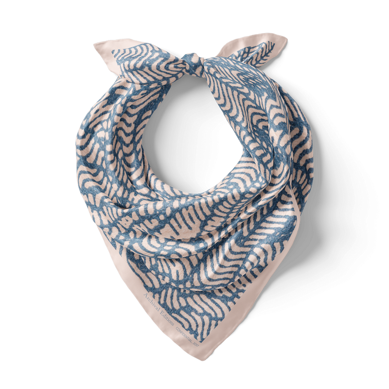 Confidential Bandana Silk Scarf in Faded Blue/Dusty Pink – Hamish Robertson  Editions