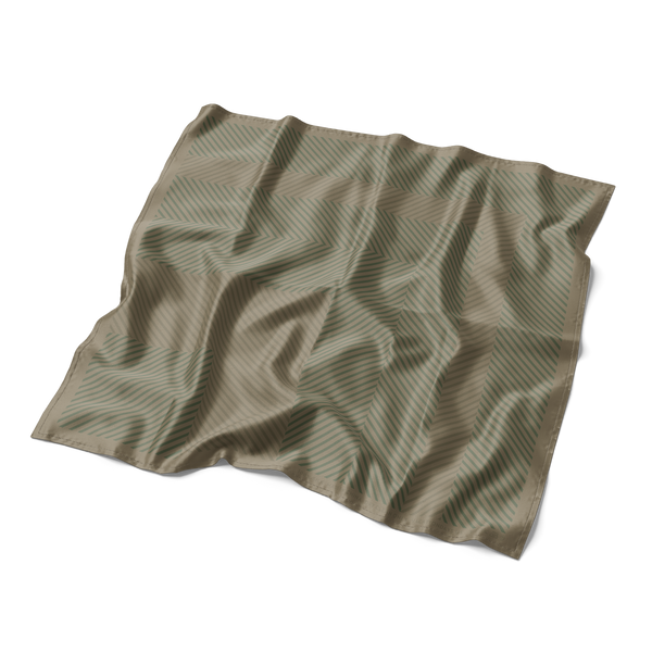 Geo Silk Pocket Square in Forest Green and British Khaki